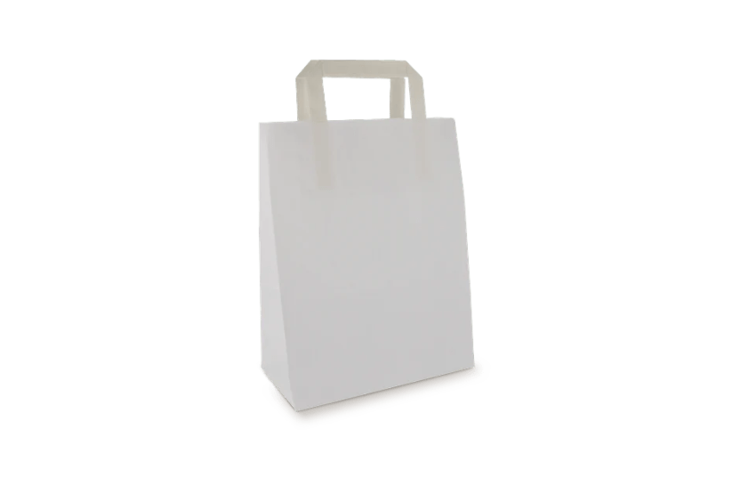 Papieren draagtassen klein wit 22+10x28cm BIO