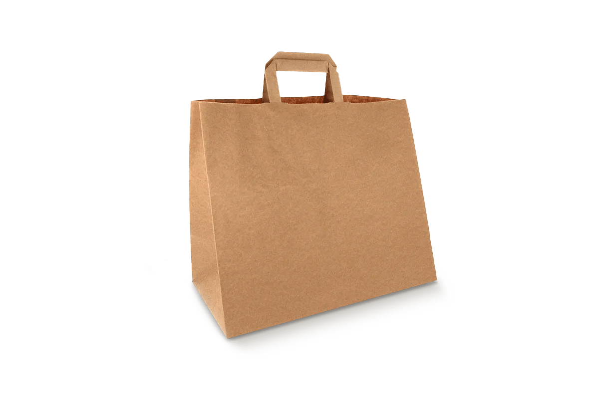Papieren draagtassen groot bruin 32+16x27cm gerecycled