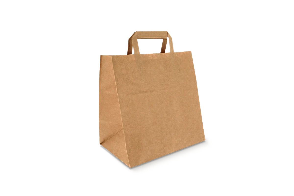 Papieren draagtassen middel bruin 26+17x27cm gerecycled