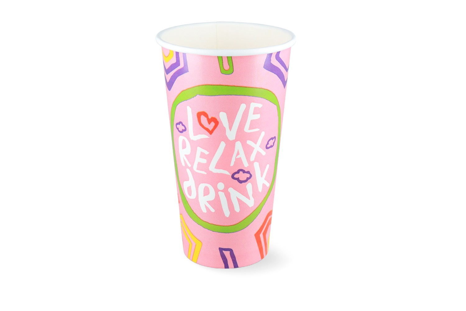 Milkshakebeker groot 500/560 ml 20oz roze FSC Mix Credit karton