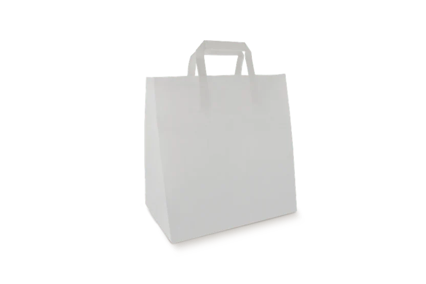 Papieren draagtassen middel wit 26+17x27cm BIO