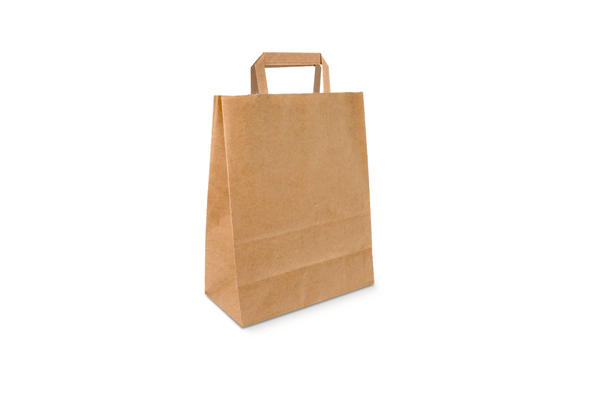 Papieren draagtassen klein bruin 22+10x28cm gerecycled