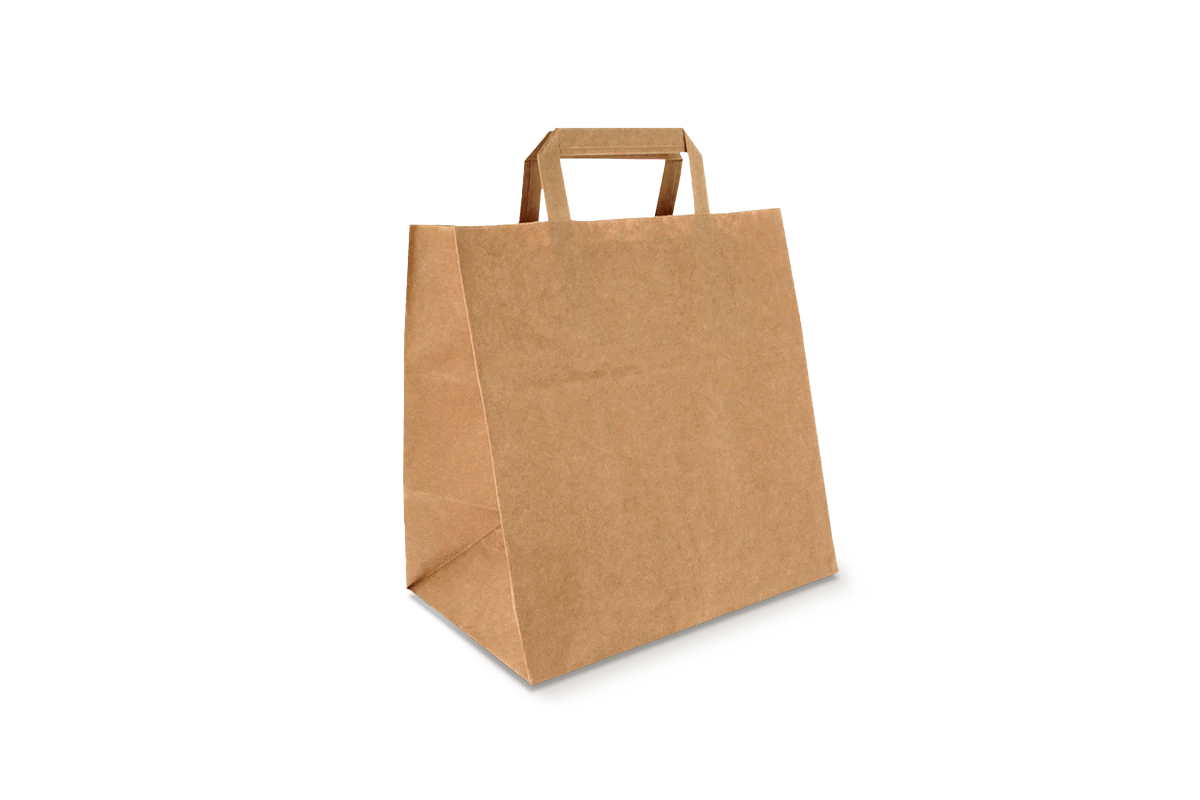 Papieren draagtassen middel bruin 26+17x27cm gerecycled