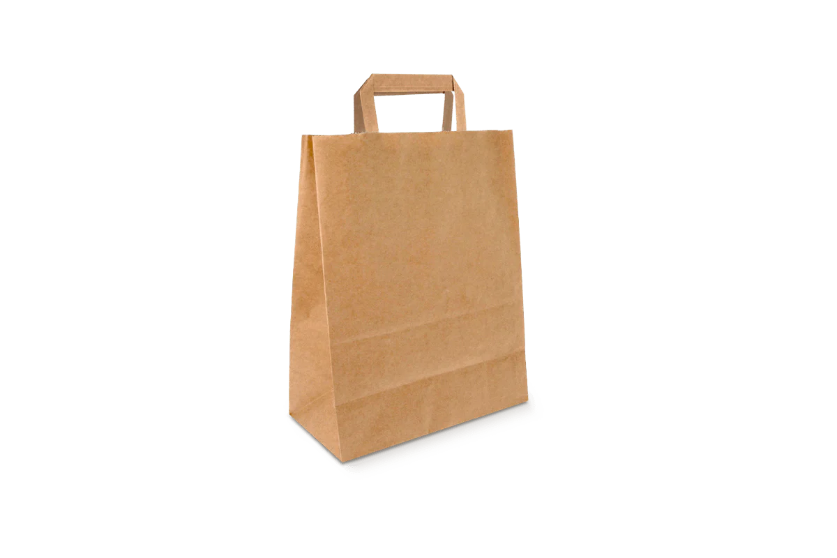 Papieren draagtassen klein bruin 22+10x28cm gerecycled