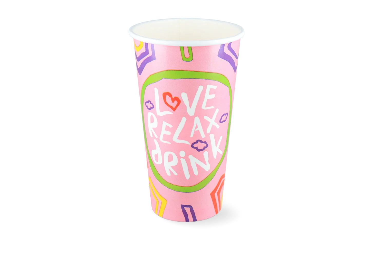 Milkshakebeker groot 500/560 ml 20oz roze FSC Mix Credit karton