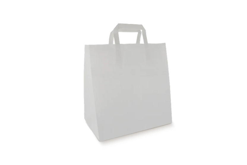 Papieren draagtassen middel wit 26+17x27cm BIO
