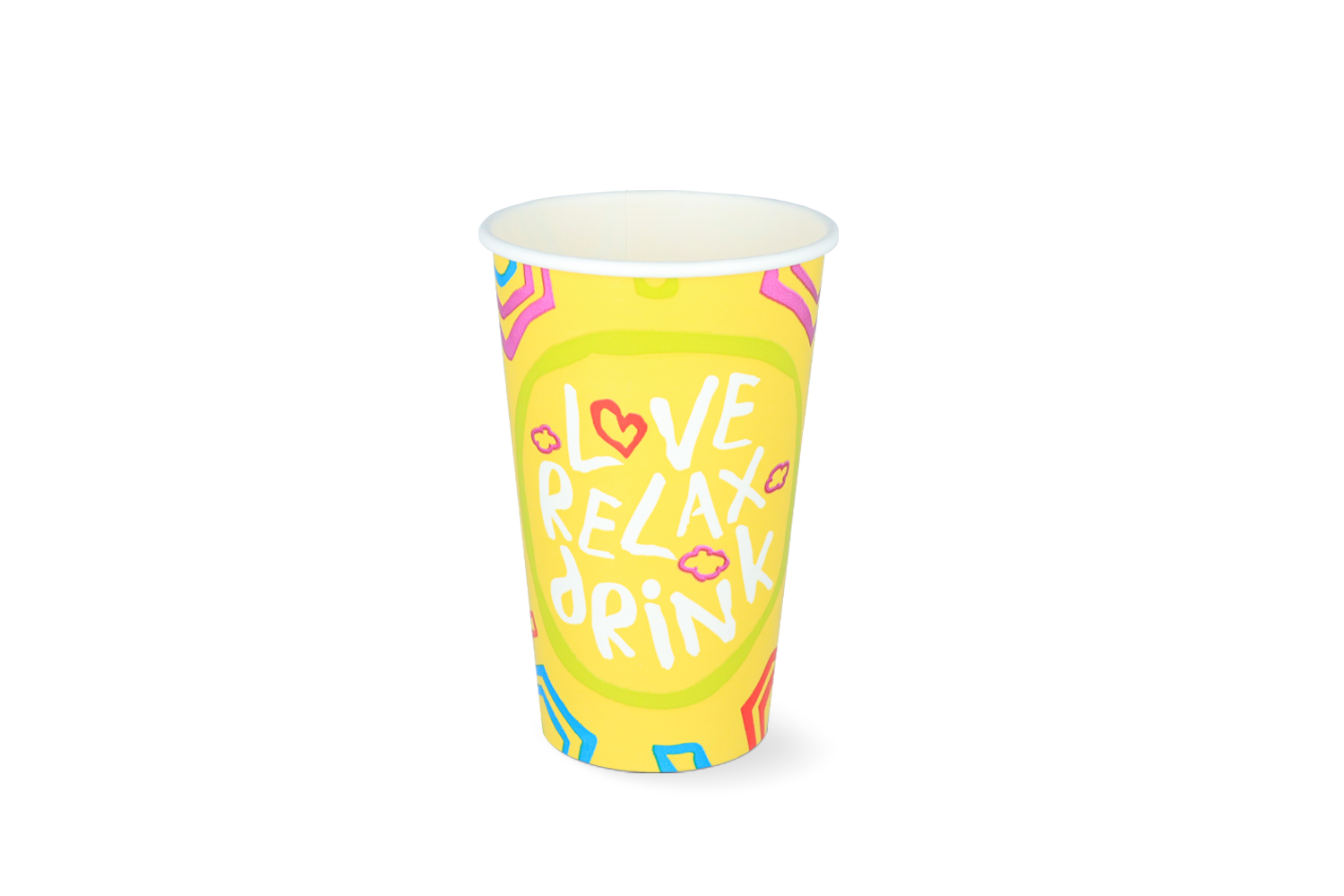Milkshakebeker middel 400/460 ml 16oz Geel FSC Mix Credit karton