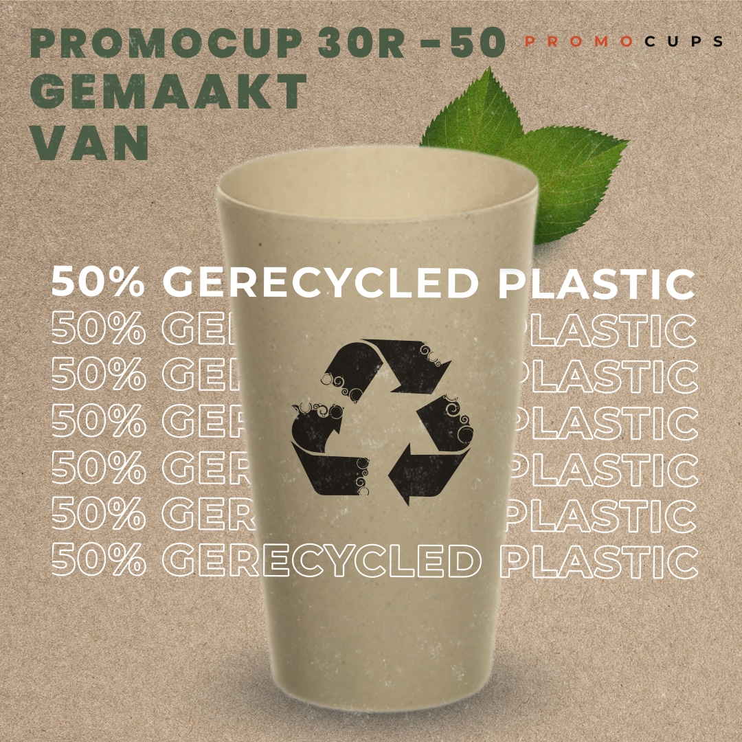 Promocups | PromoCup 30R-50 gemaakt van 50% gerecycled plastic! ♻️